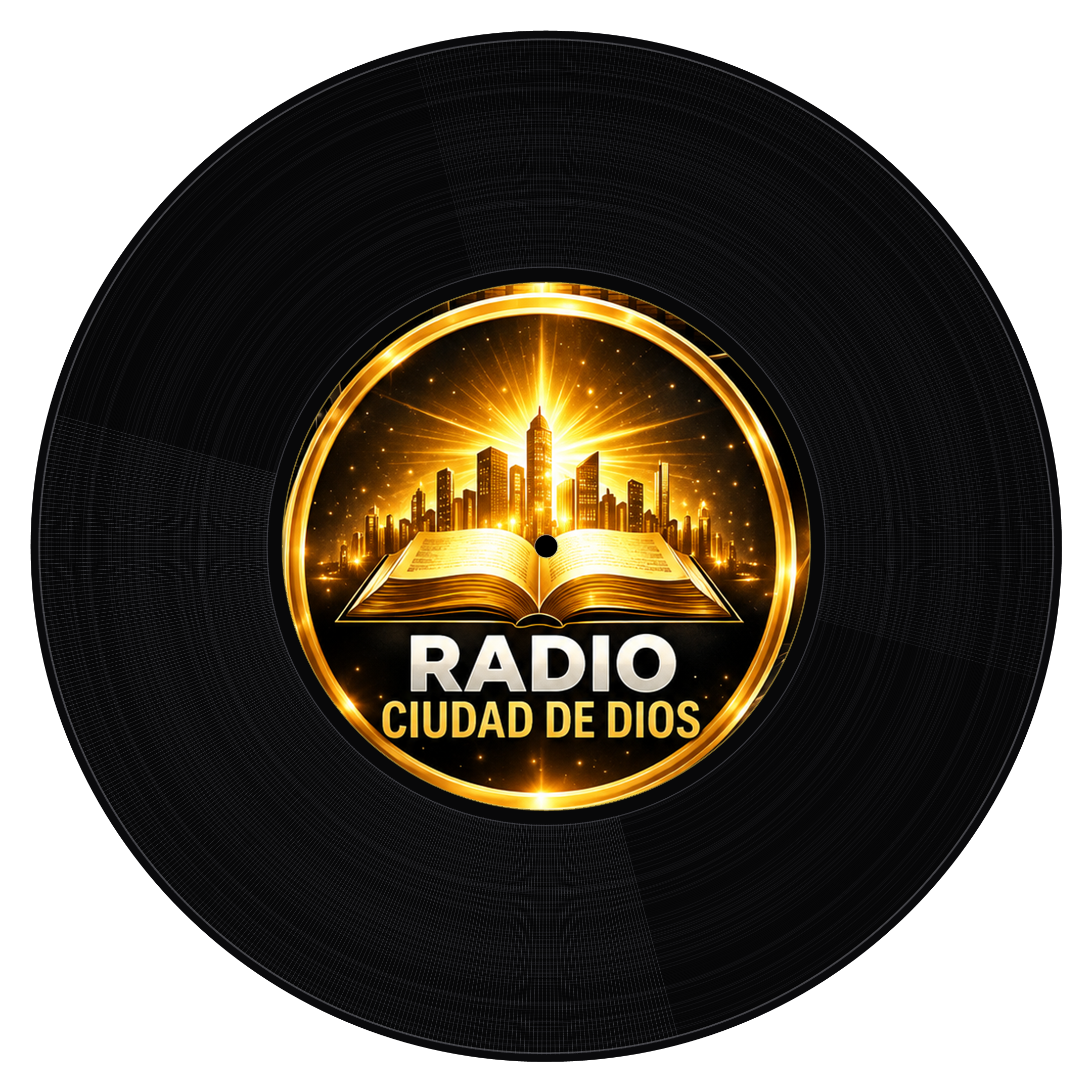 Disco de vinilo con el logo de la radio